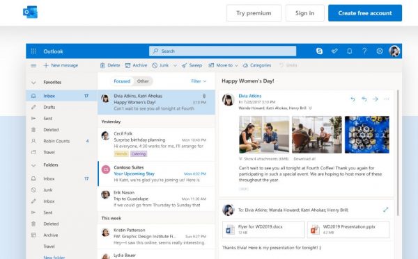 A photo of Microsoft Outlook dashboard