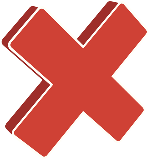 An X sign to symbolize cons.