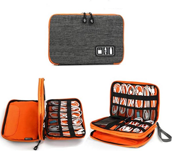 Cable organizer in a waterproof travel pouch