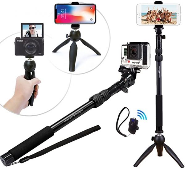 Rugged Selfie Stick with detachable tripod