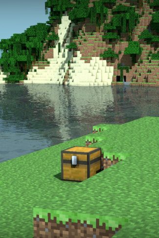 Download Minecraft Treasure Chest Near A Lake Wallpaper Cellularnews