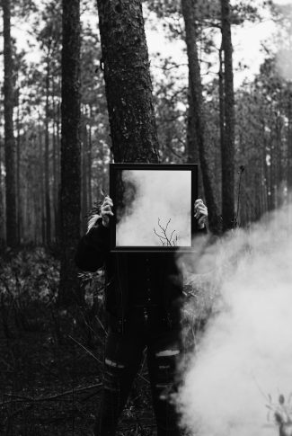 Artistic Black White Forest, Black And White Wallpaper Mirror