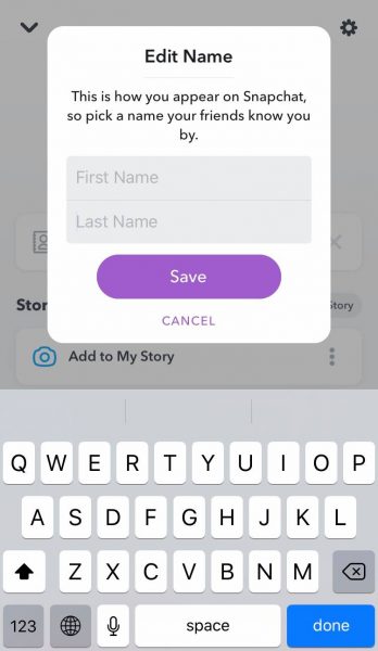 Changing display Name on Snapchat