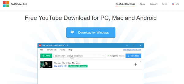 homepage of Free Youtube Download video downloaders