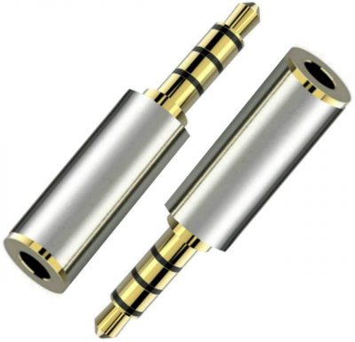 Silver plated earphone jack adapter