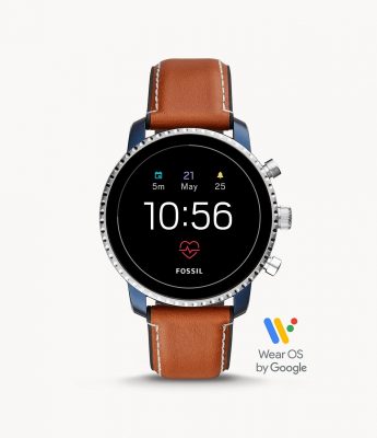 Android Smartwatch with brown leather straps