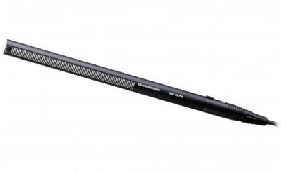 A compact-gradient shotgun external microphone with a short interference tube.