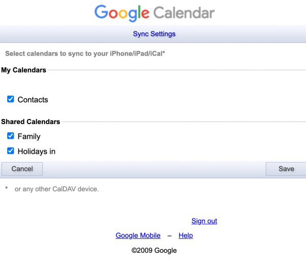 how to sync google calendar with iphone