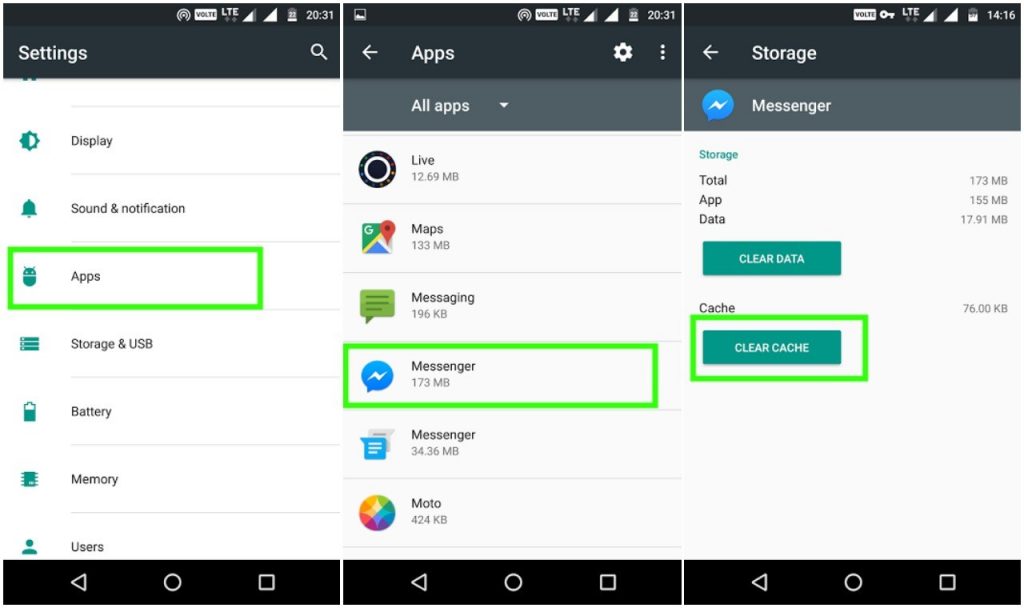 clear cache and cookies android