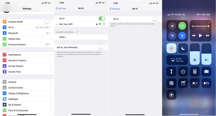 how to turn off wifi iphone