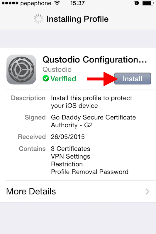 Setting up Qustodio on iOS device