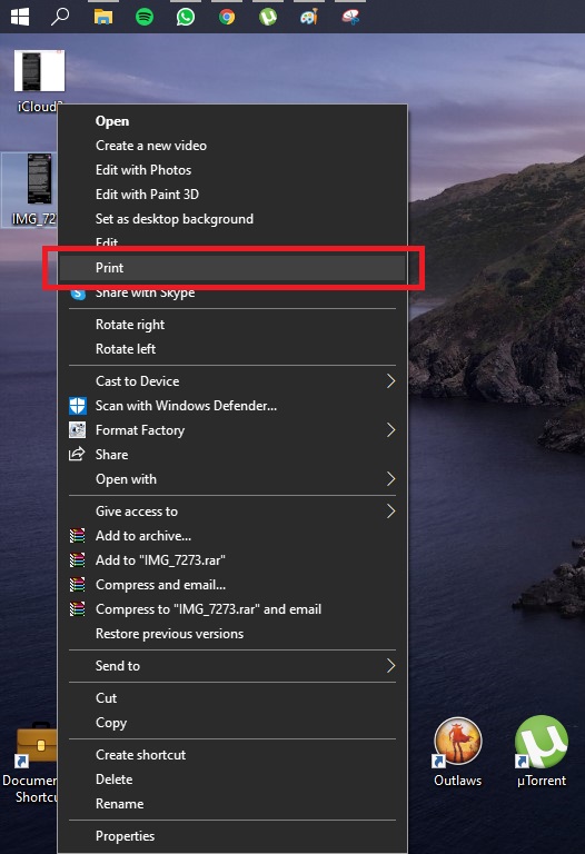 Photo showing how to print text message