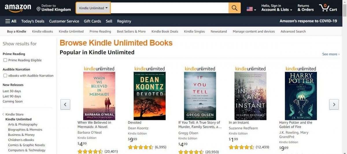 kindle unlimited book store