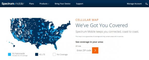 It is easy to check if an area is covered by Spectrum Mobile