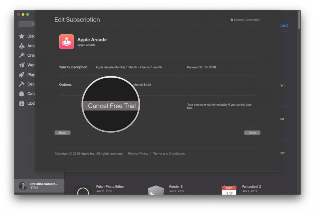 how to cancel apple arcade mac