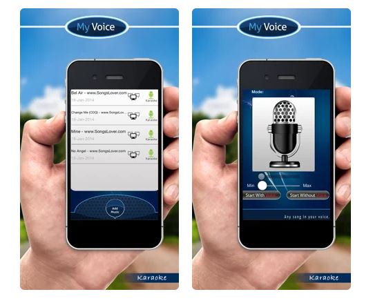 MyVoice karaoke app interface