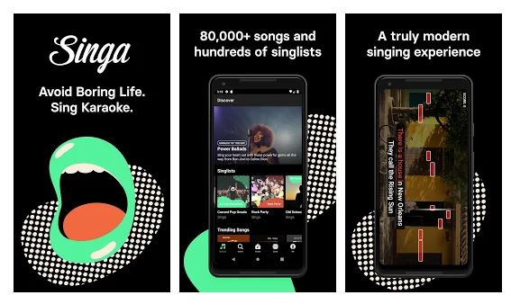 Singa karaoke app Interface 