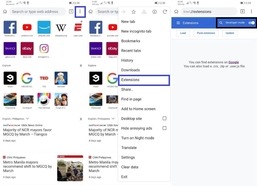 how to add extension in google chrome mobile