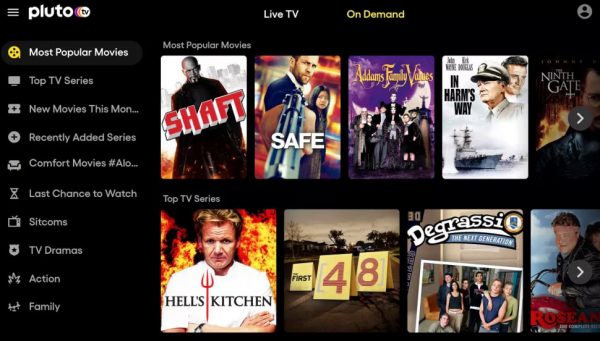 Pluto TV's on-demand movies and TV shows