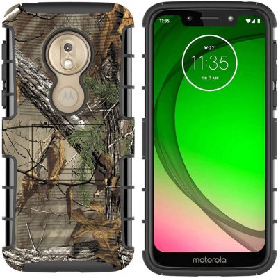Motorola phone in a camo printed case