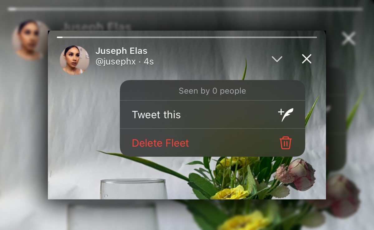 Photo showing how to delete Twitter Fleets