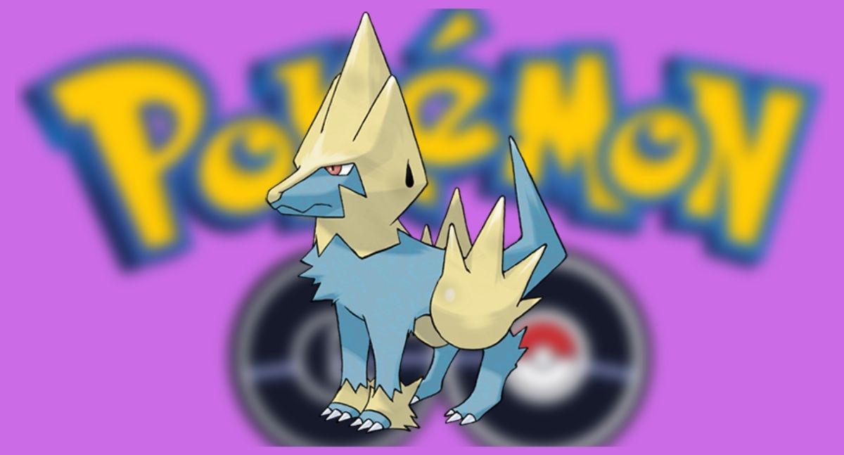 Manectric in pokemon go logo background
