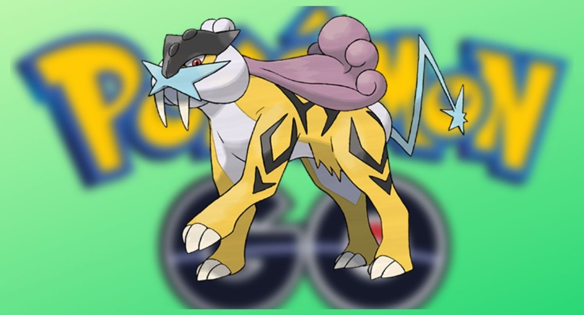 Raikou in Pokemon Go logo background
