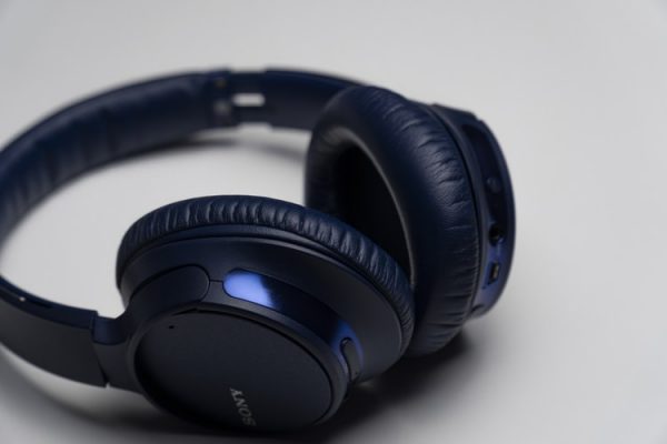 Black and blue wireless headphones