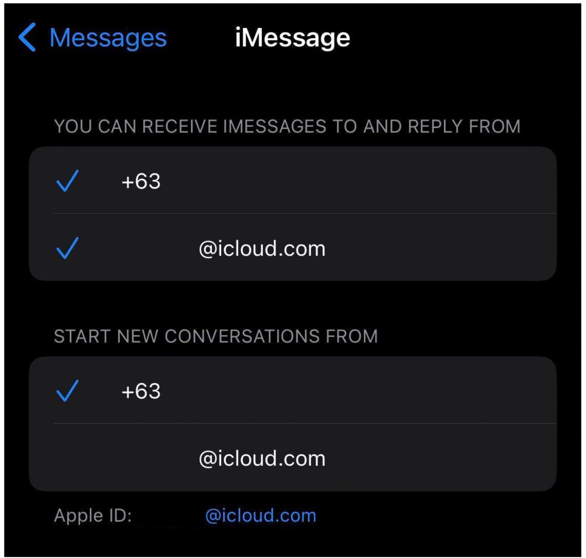 Photo of iMessage Address on iPhone