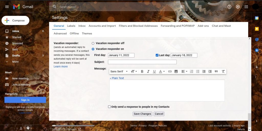 How to Automatically Send Gmail OutofOffice Replies