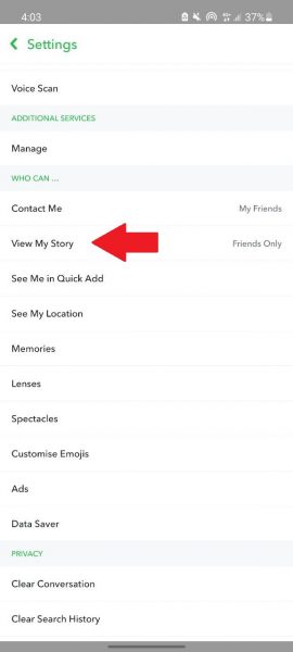 Tap on View My Story