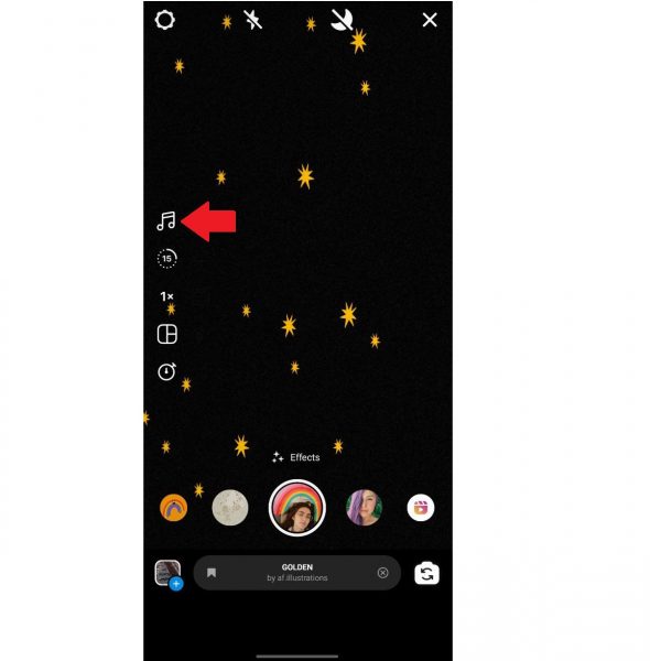 Tap the audio icon - first step of how to make reels on Instagram