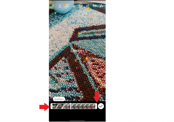 Drag the sliders to adjust your caption's timing