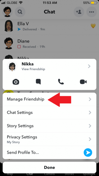 Select Manage Friendship