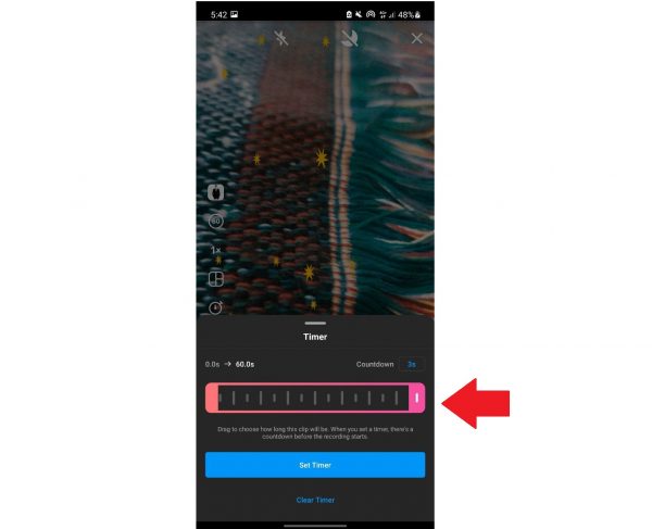 Adjust the timer's slider
