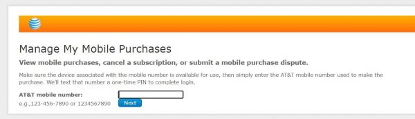 Enter your AT&T mobile number
