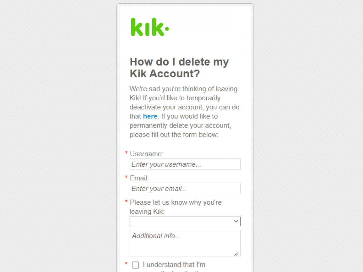 Quick How to Delete Kik Account