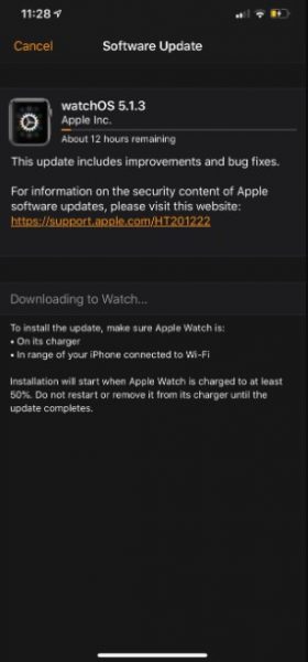 An Apple Watch update taking too long