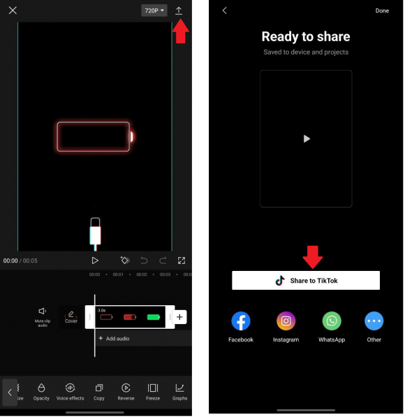 Export and share the video