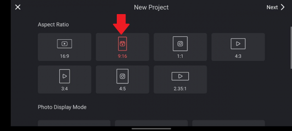 Select an aspect ratio