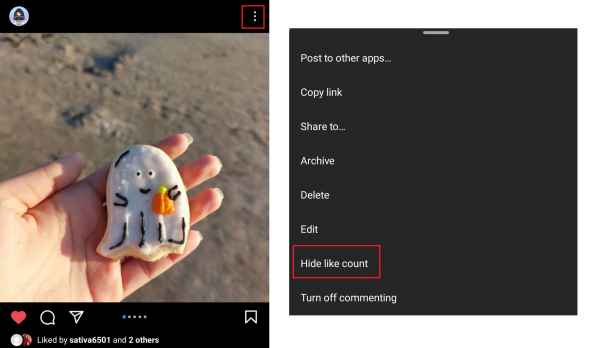 how to hide likes on a past Instagram post