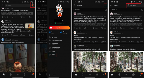 how to delete Reddit browsing history