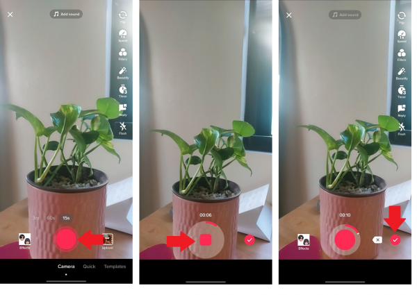 Recording a video you want to reverse on TikTok