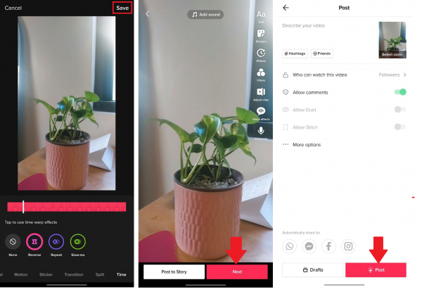 Upload the reversed video to TikTok