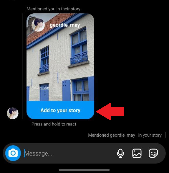 Tap "Add to your story"