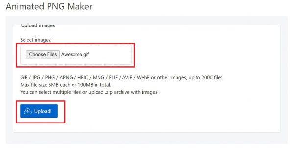 Click Choose Files then Upload