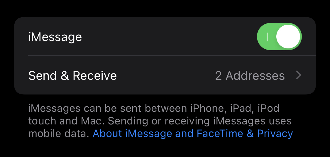 iPhone not sending pictures: Turn on iMessage