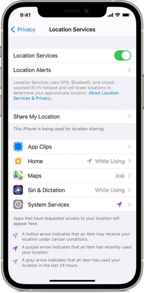 App location permissions on iOS