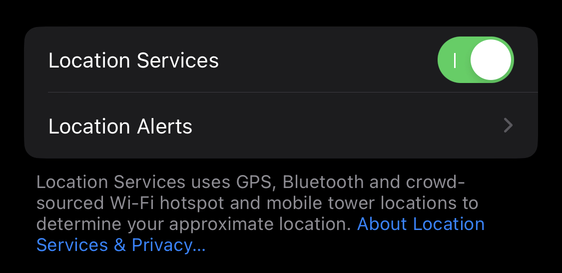 Turn On Location Services on iPhone