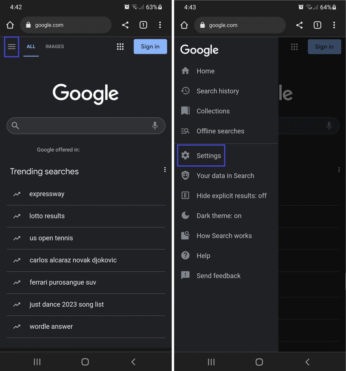 Disable Trending Searches on Mobile Chrome